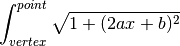 \int_{vertex}^{point} \sqrt{1 + (2ax + b)^2}